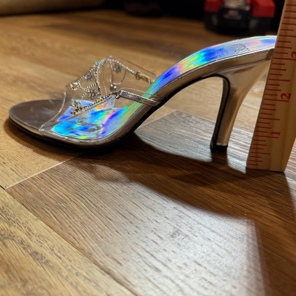 Vintage Y2K Cinderella Heels Clear Heeled Sandals Y2K High Heels Fairy Prom - Picture 4 of 14